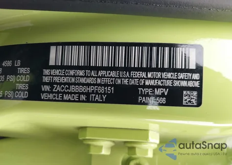 2017 Jeep Renegade Altitude 4X4 z USA, uszkodzony, nr VIN ZACCJBBB6HPF68151